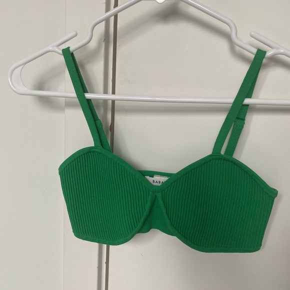 Aritzia Sculpt Knit Bra Top (size small) in Gloss Green - Picture 3 of 4